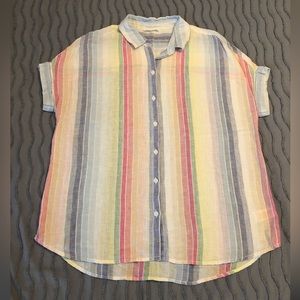BeachLunchLounge Multicolor Pastel Stripe Button Down Top - Medium